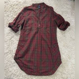 Maroon and green plaid flannel dress